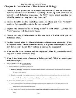 Chapter 1: The Science of Biology