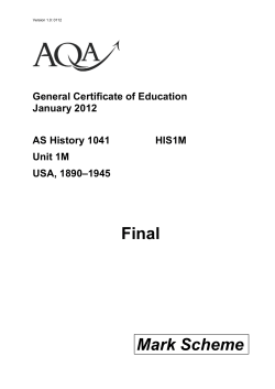 AS History Mark Scheme Unit 1M JAN 2012