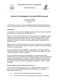 Kupsch, Jessica Ann - Magistrates Court of Tasmania