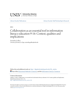 Collaboration as an essential tool in information literacy education 9