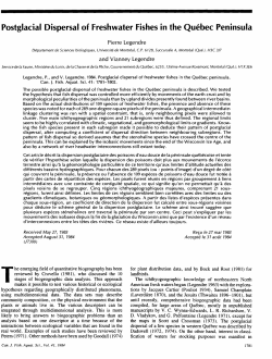 Postglacial dispersal of freshwater fishes in the Qu&eacute;bec peninsula