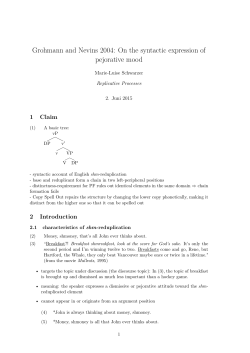 Grohmann and Nevins 2004: On the syntactic expression of
