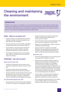 Cleaning and maintaining the environment