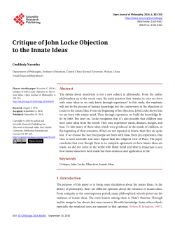 Critique of John Locke Objection to the Innate Ideas