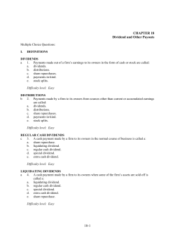 18-1 CHAPTER 18 Dividend and Other Payouts