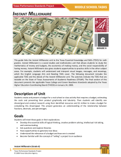 1 Description of Unit Goals - Texas Performance Standards Project