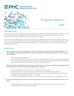 Progress Report - Personalized Medicine Coalition