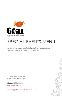 special events menu - The Grill at Quarterfield Station