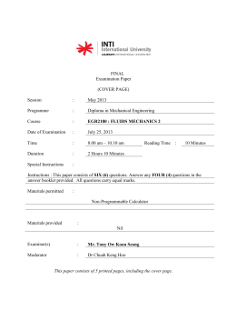 EGR2180 : FLUIDS - ecampus - INTI International University