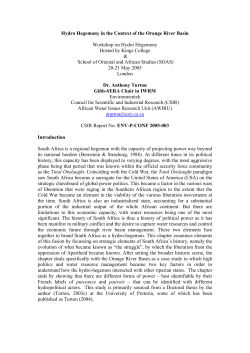 Hydro Hegemony in the Context of the Orange River Basin CSIR