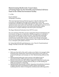 Mainstreaming Biodiversity - GEF-STAP