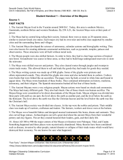 Student Handout 1 &ndash; Overview of the Mayans Source 1: FAST