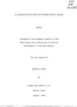 A CATEGORIZATION OF FORM FOR STEPHEN CRANE`S POETRY