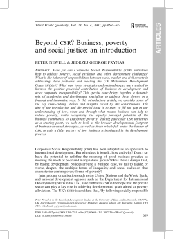 Beyond CSR? Business, poverty and social justice: an introduction
