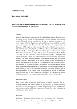 Griffith University Hasti Abbasi Narinabad Dislocation and the idea