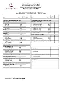 Pricelist - Tradewinds Tea and Coffee