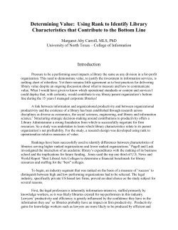 Determining Value: Using Rank to Identify Library Characteristics