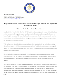 City of Folly Beach First in State to Ban Plastic Bags, Balloons and