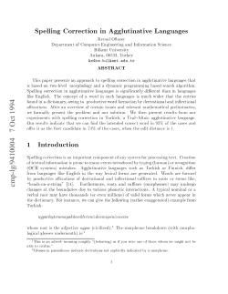 Spelling Correction in Agglutinative Languages