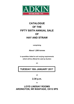 CATALOGUE OF THE FIFTY SIXTH ANNUAL SALE OF HAY AND
