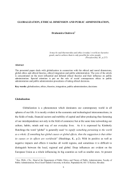 GLOBALIZATION, ETHICAL DIMENSION AND PUBLIC
