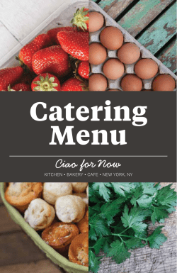 Catering Menu - Ciao For Now