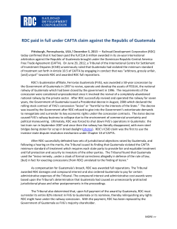 RDC paid in full under CAFTA claim against the Republic of