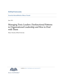 Managing Toxic Leaders: Dysfunctional Patterns in Organizational