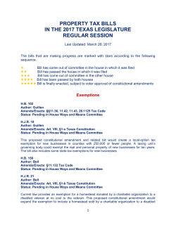 property tax bills in the 2017 texas legislature regular session