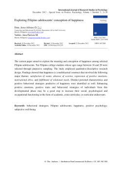 Exploring Filipino adolescents` conception of happiness