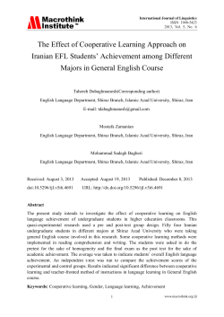 The Effect of Cooperative Learning Approach on Iranian EFL