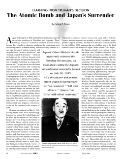 Learning from Truman`s Decision: The Atomic Bomb and Japan`s