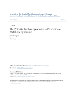 The Potential For Nutrigenomics in Prevention of Metabolic Syndrome
