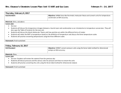 Mrs. Chausse`s Chemistry Lesson Plan: Unit 13 KMT