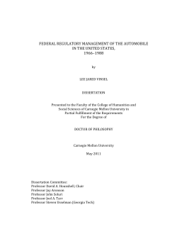 federal regulatory management of the automobile in the united