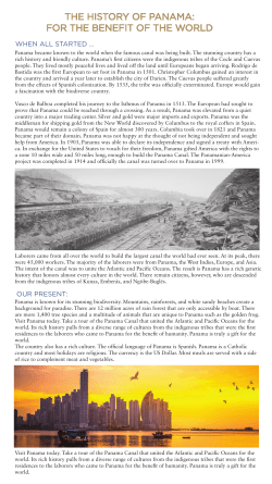THE HISTORY OF PANAMA: FOR THE BENEFIT OF THE WORLD