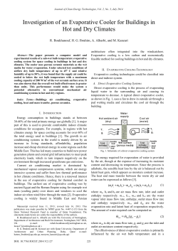 Investigation of an Evaporative Cooler for Buildings in Hot and Dry