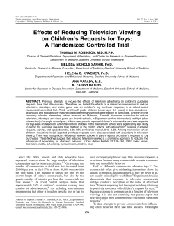 Effects of Reducing Television Viewing on Children`s Requests for
