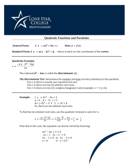 Quadratic Functions and Parabolas