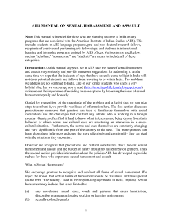 AIIS Manual on Sexual Harassment and Assault