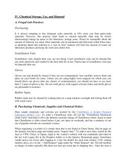 IV. Chemical Storage, Use, and Disposal A. Frugal Lab Practices