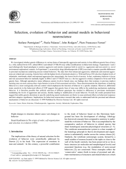 Selection, evolution of behavior and animal models in
