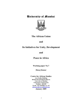 The African Union and Its Initiatives for Unity, Development and
