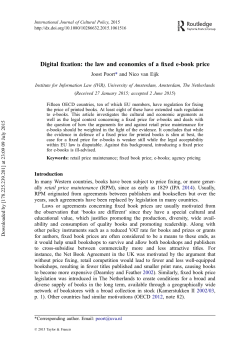 Digital fixation: the law and economics of a fixed e-book price