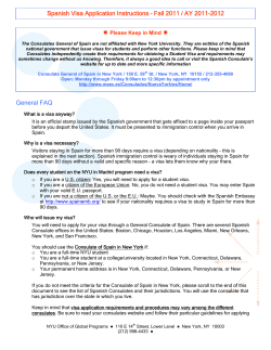 Spanish Visa Application Instructions &ndash; Fall 2011 / AY