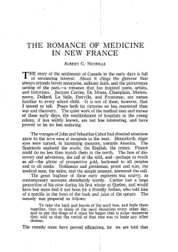 THE ROMANCE OF MEDICINE IN NEW FRANCE