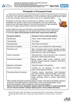 Phosphate in Processed Foods - Norfolk and Norwich University
