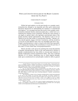 523 POPULAR CONSTITUTIONALISM ON THE RIGHT: LESSONS