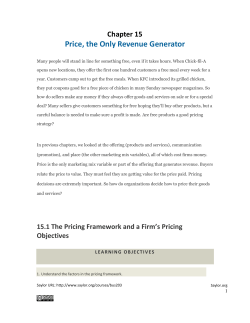 Chapter 15 Price, The Only Revenue Generator