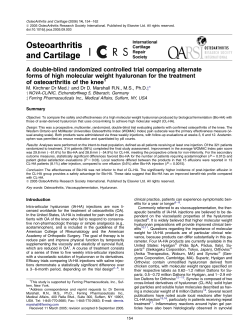 - Osteoarthritis and Cartilage